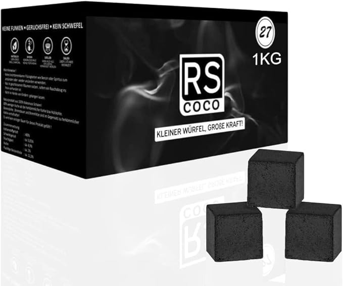 RS COCO Premium Coconut Charcoal 27mmキューブ炭1kg/アールエス ココ プレミアム ココナッツ チャコール  27mmキューブ炭1キログラム
